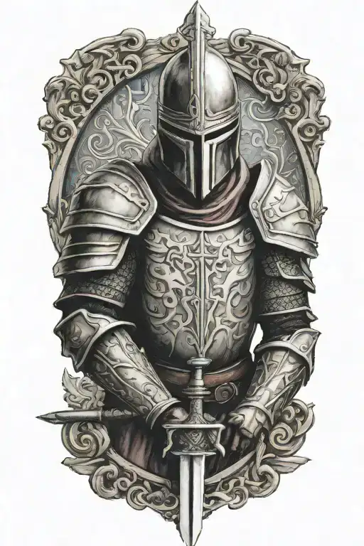 templar knight holding a sword tattoo design idea
