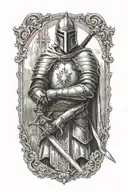 templar knight holding a sword looking forward tattoo design idea