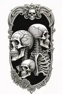 Hamlet full body Shakespeare and a skeleton by his side  tattoo design idea