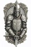 templar knight holding a sword tattoo design idea