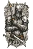 templar knight holding a sword tattoo design idea