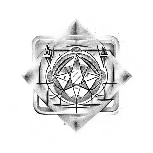 alchemical symbol of mastering neural networks  tattoo design idea