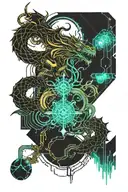 flow with dragons and smoke swirling tattoo design idea