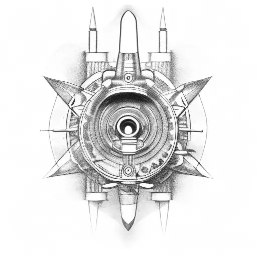 engine, airplanes, metal tattoo design idea