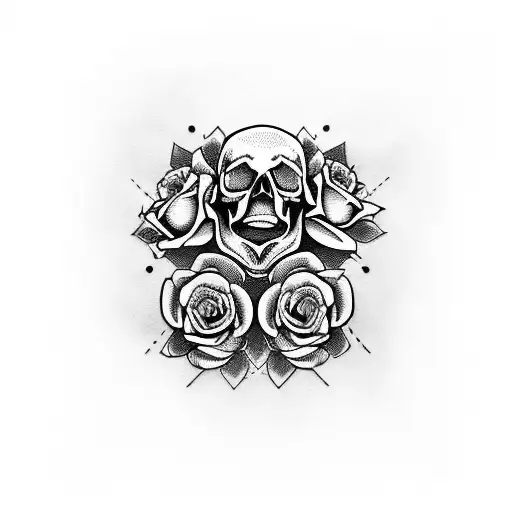 skulls roses twin brothers number 2001 tattoo design idea