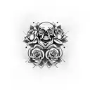 skulls roses twin brothers number 2001 tattoo design idea