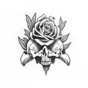 skulls roses twin brothers number 2001 tattoo design idea
