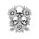 skulls roses twin brothers number 2001 tattoo design idea