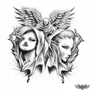 angelic good versus evil war tattoo design idea