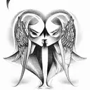 angelic good versus evil war tattoo design idea