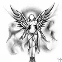 angelic good versus evil war tattoo design idea