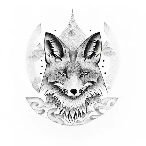 black and grey sleeve design, with a incorporated fox max  tattoo design idea