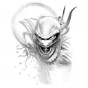 predator fighting alien tattoo design idea