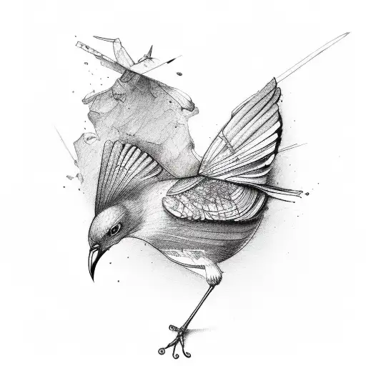a broken bird tattoo design idea