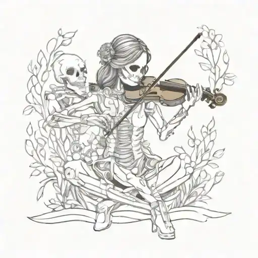 Skeleton Violinist and Ada tattoo design idea