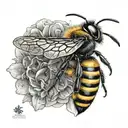 bio mechanical bee flying tattoo design idea