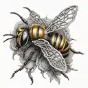 bio mechanical bee flying tattoo design idea