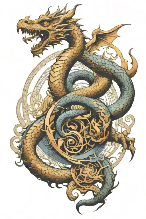 kybalion three initiates symbol with a dragon tattoo design idea