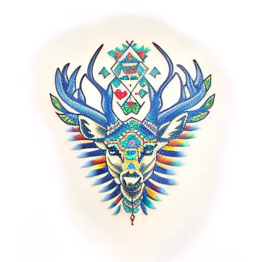 blue deer huichol  tattoo design idea