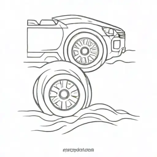 tires spraying mud tattoo design idea