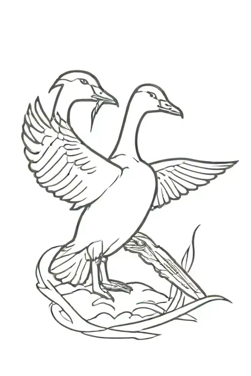 goose holding a knife tattoo design idea