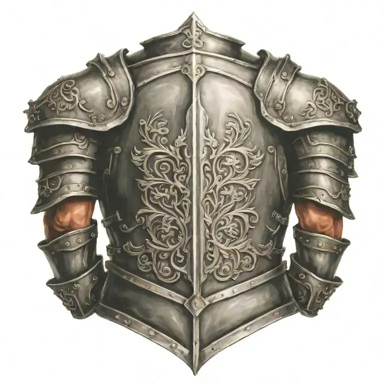 sheild of armour on back tattoo tattoo design idea