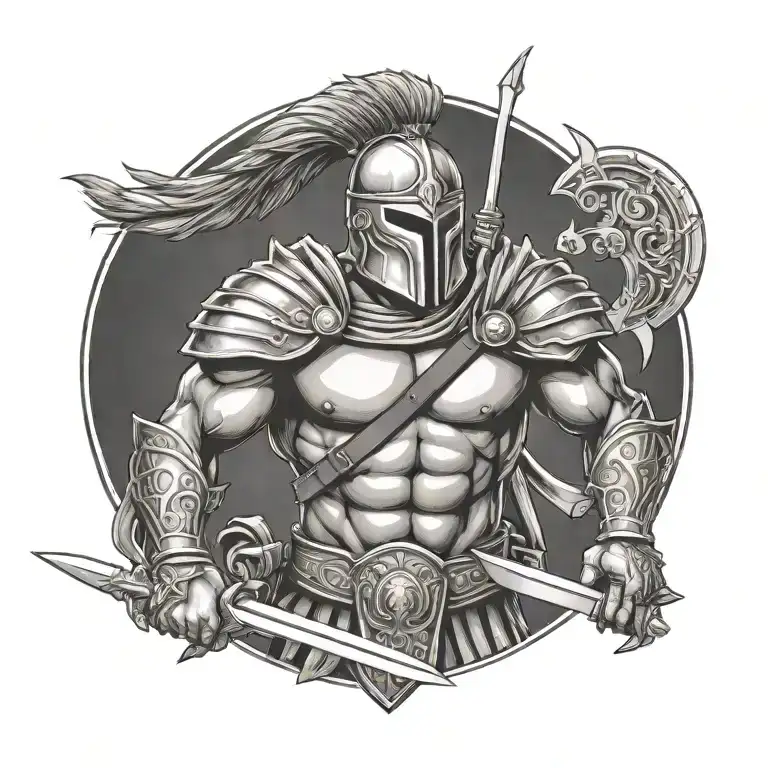 spartan warrior wielding a sword tattoo design idea
