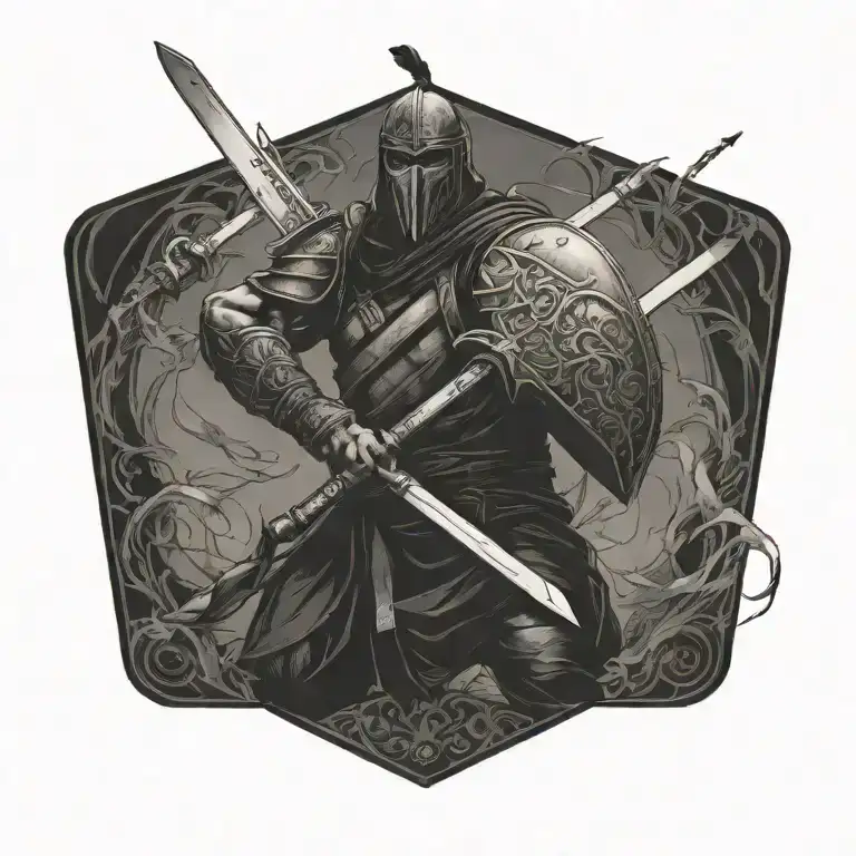 warrior wielding a sword tattoo design idea