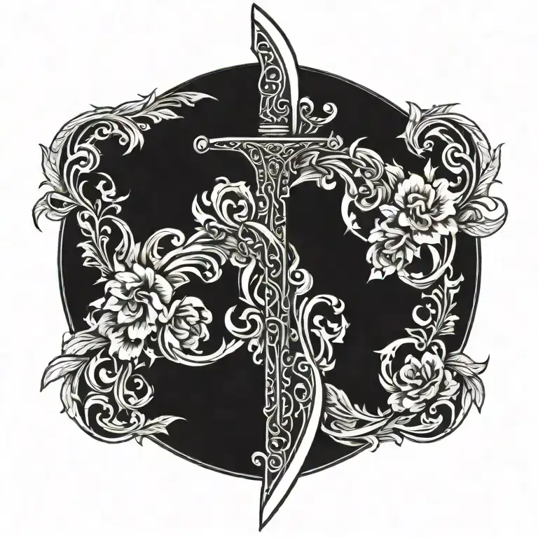 sword down spine tattoo design idea