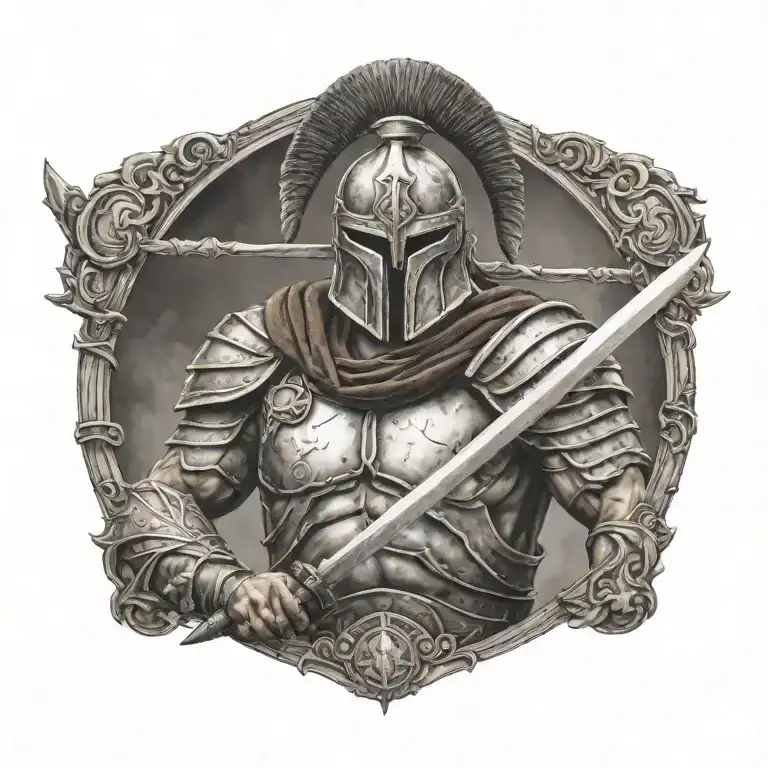 spartan warrior wielding a sword tattoo design idea
