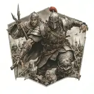 french warrior surrounded tattoo design idea