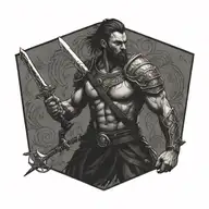 warrior wielding a sword tattoo design idea