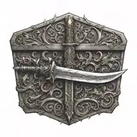 sword down spine tattoo design idea