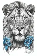 lion with blue eyes  tattoo design idea