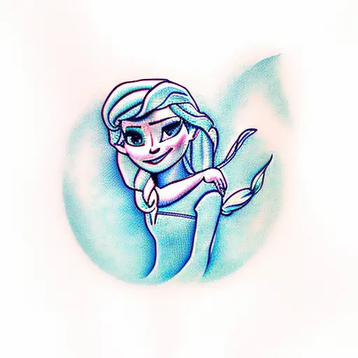 elsa anna hugging with view from back tattoo design idea