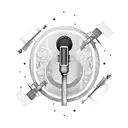 An intricate design of a microphone and brass knuckles, symbolizing the client's love for music and weapons tattoo design idea