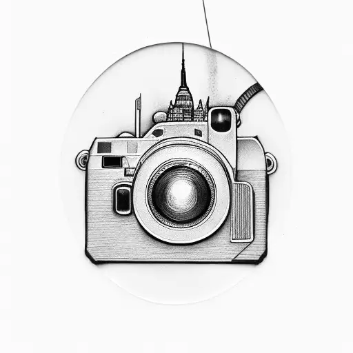 polaroid empire state building tattoo design idea