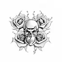 Skull and Roses scorpio as cards  tattoo design idea