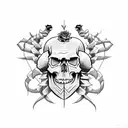 Skull and Roses scorpio as cards  tattoo design idea