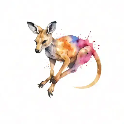 angry kangaroo trash polka style tattoo design idea