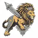 half lion half gladiator tattoo design idea