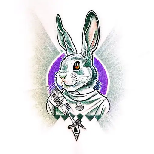 Donnie Darko rabbit with Matrix background tattoo design idea