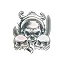 3 cartoon character faces, depicting "Hear no evil, see no evil, speak no evil" colored funny tattoo design idea