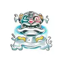 3 cartoon character faces, depicting "Hear no evil, see no evil, speak no evil" colored funny tattoo design idea