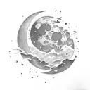 Earthy moon wave tattoo design idea