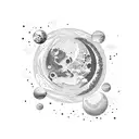 Earthy moon wave tattoo design idea