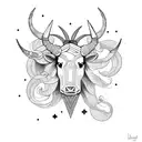 taurus constellation, poppy, crescent moon tattoo design idea