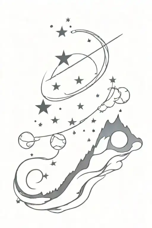 milky way with stars and a full moon tattoo design idea
