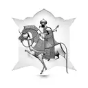 Combine elements of ancient Iran with a modern twist, such as a Sasanian soldier riding a griffin, symbolizing strength and power tattoo design idea