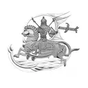 Combine elements of ancient Iran with a modern twist, such as a Sasanian soldier riding a griffin, symbolizing strength and power tattoo design idea